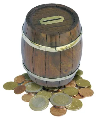 Produktbild von Holz-Spardose in Fässerform Ø=10 cm