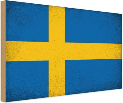 Zdjęcie produktu dla vianmo Drewniany znak 20x30 cm Schweden Flag of Sweden Vintage