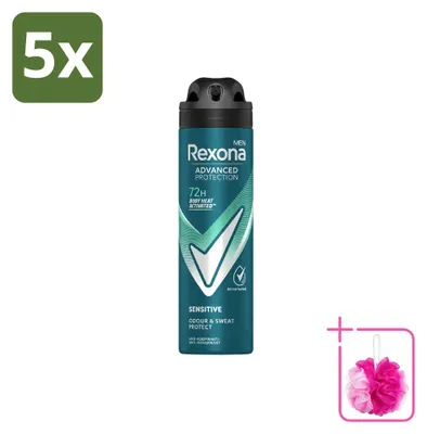 Productafbeelding van 5 x Rexona Men Advanced Protection Sensitive Deodorant Spray 150 ml - Voordeelverpakking - 5 stuks