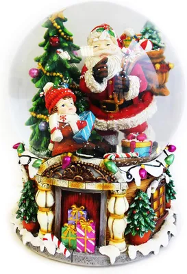 Produktbild von XXL Schneekugel mit Spieluhr, Schnee und Glitzer Ø150mm, Höhe: 20cm, Lied: Jingle Bells, Weihnachtsmann, Weihnachtsbaum, Geschenke, Weihnachtsdeko