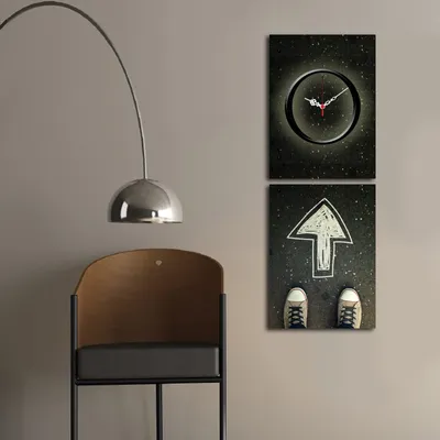 Produktbild von Opviq, 2P3040CS- CTY1660, Bunt, Wanduhren, 60 x 38 cm, 100% Wildleder -Leinwand