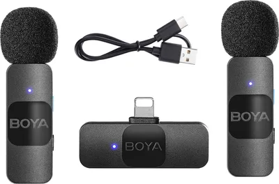 Produktbild von BOYA BY-V2 One-Trigger-Two 2.4G Drahtloses Mikrofonsystem Ansteckmikrofon Omnidirektionales Mini-Ansteckmikrofon Automatische Kopplung Intelligente Rauschunterdrueckung 50 m uebertragungsreichweite Ersatz fuer iPhone 14/13/12/11-Serie