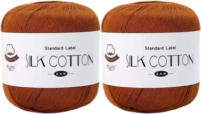 Obrázek produktu pro Příze z bavlny a hedvábí, dvouvláknová, 2 x 50 g, šetrná k pokožce, vhodná pro háčkování a pletení