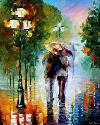 Produktbild von Rahmenlos, Malen-nach-Zahlen-Set mit Pinseln und Acrylfarben für Erwachsene, Kinder, Senioren und Anfänger – Spaziergang im Regen, 40,6 x 50,8 cm