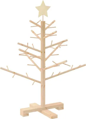 Zdjęcie produktu dla vidaXL Drewniana choinka ze stojakiem naturalna 75 cm z litego drewna sosnowego