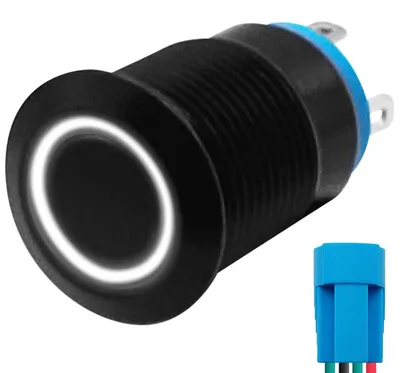 Produktbild von ProRide Metall-Drucktaster 12 mm ON/OFF mit Kabel, 12V/24V, LED