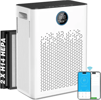 Image de Purificateur d'air Smart Home avec application etAlexa, filtre HEPA H14 et charbon actif, purificateur d'air contre le pollen, la poussière, les poils d'animaux, les allergies, les odeurs, les grandes pièces