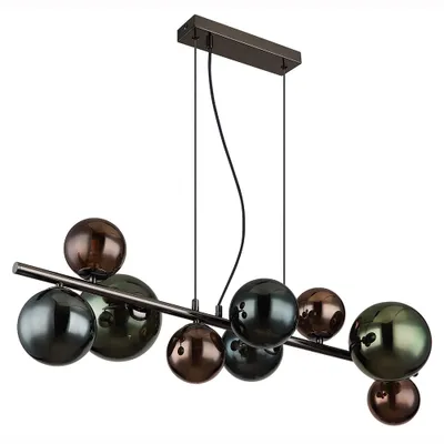 Produktbild von LED Hängelampe, Glaskugeln, grau, 9 Flammig, H 120 cm