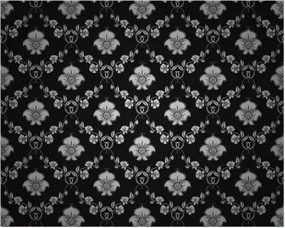 Produktbild von Wallario Poster - Grau-schwarzes Blumenmuster Damast, Kunstdruck Größe: 40 x 50 cm