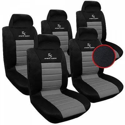 Produktbild von 5-teiliges Set universeller Autositzbezüge für Einzelsitze | Grau-schwarz