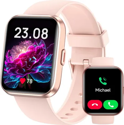 Produktbild von Damen, mit Telefonfunktion & Alexa, Fitnessuhr Sportuhr 100 Sportmodi & IP68, Herzfrequenz SpO2 Schlafmonitor, Schrittzähler