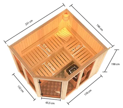 Produktbild von Sauna Systemsauna Premiumsauna Nuri Sparset inkl. 9 kW Saunaofen und Steuergerät Finnisch
