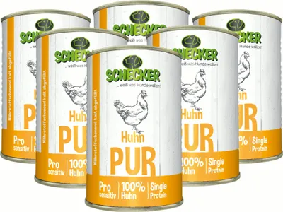 Produktbild von Schecker Nassfutter Huhn PUR 410g