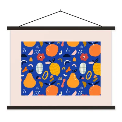 Produktbild von MuchoWow® Textilposter Lebensmittel - Früchte - Blumen - Pastell 150x113 cm mit holzfarbenen Rahmen - Poster