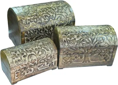 Produktbild von Handgefertigte Mango-Holz-Schatulle Lebensbaum – 3 Größen, Grösse:ca. 20 cm