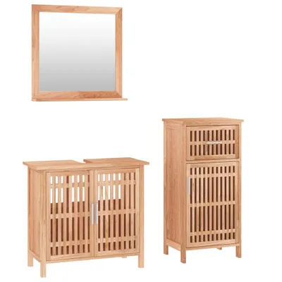 Produktbild von vidaXL 3-tlg. Badmöbel-Set Massivholz Nussbaum