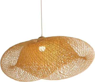 Productafbeelding van Fine Asianliving bamboe hanglamp, handgemaakt - Madelyn, afmetingen 60x25x38 cm. Hanglamp, verlichting, bamboe lampenkap, gevlochten, lamp, verlichting, rotan