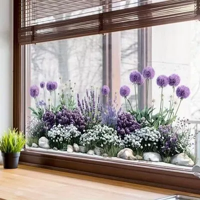 Produktbild von GKA XL Fensterbild Pusteblumen lila Fensterfolie Sichtschutz 50 cm - A20