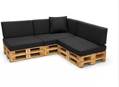 Obrázok produktu pre Setgarden Veľké paletové vankúše, sada 8 ks, vonkajšie, 120 x 50 x 10 cm, sedacie vankúše + opierkové vankúše, 120 x 40 x 10 cm, 1 ks, čierne