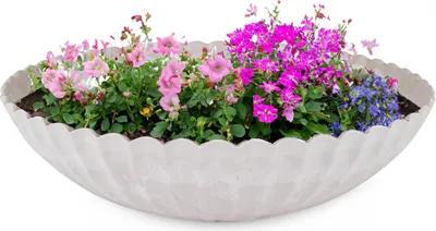 Produktbild von Dekoschale runde Pflanzschale für draussen grau marmoriert 28 cm