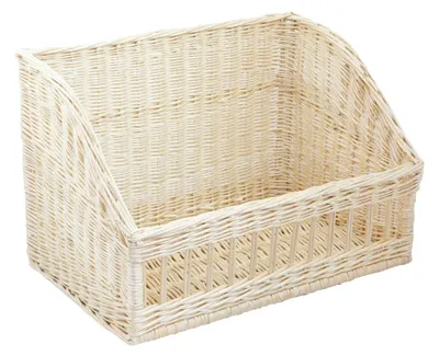 Produktbild von Regalkorb schräg, weiß/Hellbraun, T 40cm x B 60cm x Hv 20cm x Hh 40cm