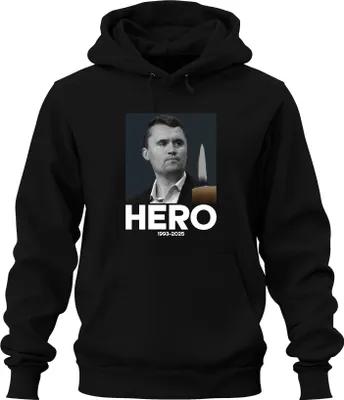 Obrázek produktu pro Charlie Kirk Hero Rest in Peace Republican Advisor President Uni mikina s kapucí, černá, L
