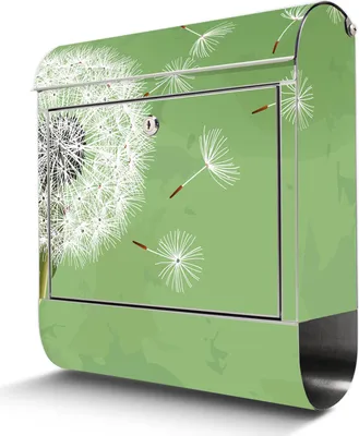 Produktbild von Edelstahl Briefkasten mit Zeitungsfach Pusteblume 3 großer Design Postkasten rostfrei, A4 Einwurf [BKGE2 10804]