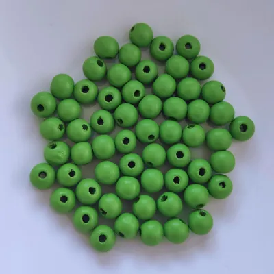 Obrázok produktu pre Drevené guľaté korálky, 60 kusov, 10 mm, zelená 2