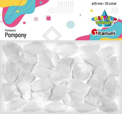 Produktbild von TITANUM Weiße Acrylpompons 25 mm – 30 Stück für Handarbeiten