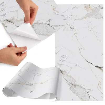 Produktbild von Möbelfolie 50x100 cm - Klebefolie Möbel - Selbstklebende Folie - Folie für Möbel - Möbelfolie Küche - Klebefolie Küche - Möbelfolie Schrank - Wasserdicht - Abwaschbar - Selbstklebend - Luftblasenfrei - Rückstandslos entfernbar - Marmorstruktur