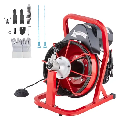 Obrázok produktu pre Čistička rúrok SucceBuy 50 FT x 3/10 palca, automatická čistička rúrok, elektrické zariadenie na čistenie rúrok, pre rúrky s priemerom 2" – 4"