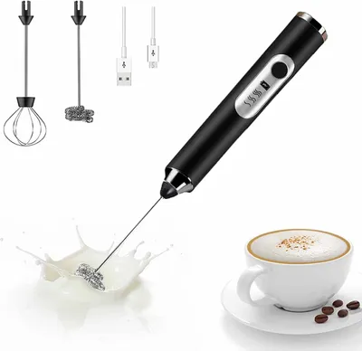Produktbild von Elektrischer Milchaufschäumer, USB Wiederaufladbar Handlicher Milchschäumer Stab, Elektrischer Schneebesen für Latte Cappuccino Kaffee Heiße Schokolade Matcha