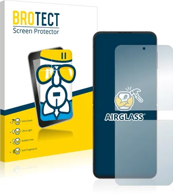 A product shot of a screen protector packaging and the screen protector itself on a smartphone.