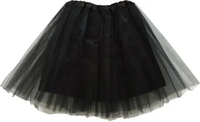 Produktbild von Tütü Tutu Ballettrock Tüll Tüllrock mit Unterrock Petticoat Ballett Rock mit Innenrock 5 Lagen 45cm Fasching Karneval Schwarz