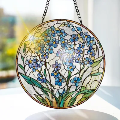 Glas-in-lood Zonnevanger Vergissmeinnicht 20x20 cm