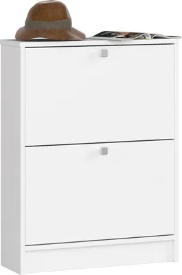 Image de Akord Armoire À Chaussures 2 Portes Basculantes Blanc 60X20X80