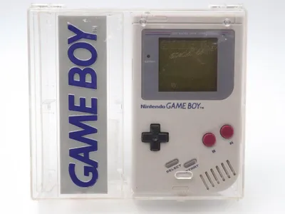 Nintendo Game Boy Classic Handheld Spielkonsole GB Grau in Acryl Transportbox