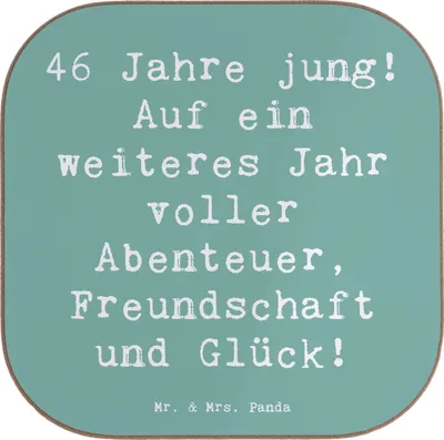 Produktbild von Mr. & Mrs. Panda Holzuntersetzer Spruch 46. Geburtstag - Meeresbrise - Geschenk, Alter, Coaster, Happy Birthday, Untersetzer Gläser, Tassenuntersetzer, Lebensfreude, für