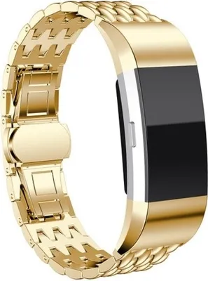 Produktbild von Strap-it Fitbit Charge 3 Drache Gliederarmband (Gold)
