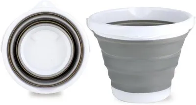 Image de Seau à poussière, 5 l, pliable, gris-blanc, pour le nettoyage