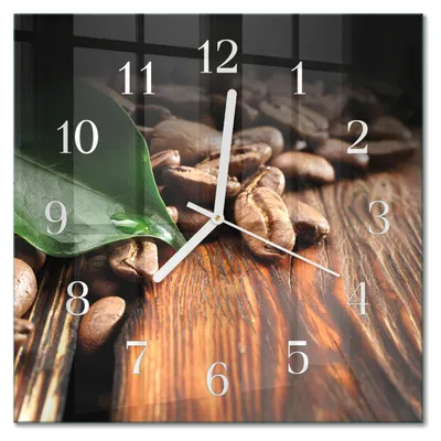 Produktbild von Tulup Glasuhr Wanduhr Küchenuhr Echt-Glas 30x30 cm Modern Dekorativ Geräuschlos Weiße Zeiger - Kaffeebohnen