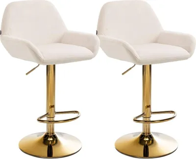 Produktbild von 2er Set Barhocker Braga Gold Samt creme
