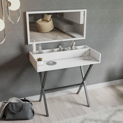 Immagine prodotto di Skye Decor, Atina, toletta, bianco, pannelli truciolari rivestiti al 100% in melamina, 100 x 50 x 91 cm