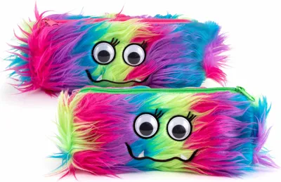Image de Trendhaus HERBS Pencil-Case, 2 fois assorti Un Pencil-Case monstrueux avec des yeux qui bougent et une fourrure fluo duveteuse en 100% P 963932
