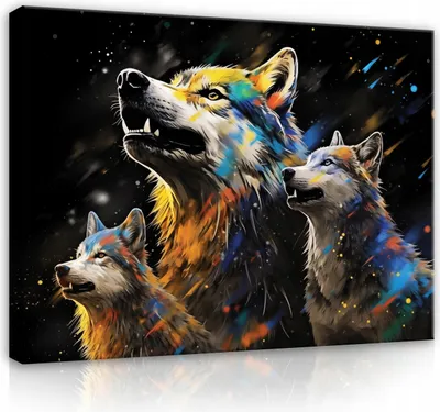 Obrázek produktu pro Obraz na plátně abstraktní vlk zvířata 100x70 cm velký moderní obraz na plátně obraz plátno nástěnná fototapeta obývací pokoj ložnice