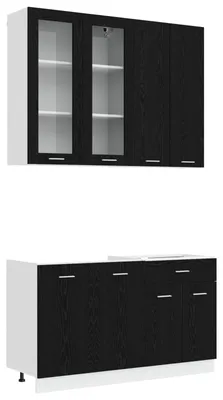 Image de vidaXL Ensemble de cuisine LYON, 4 pièces, bois composite imitation chêne noir
