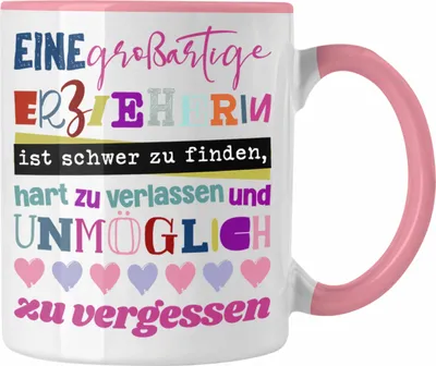 Produktbild von Trendation - Großartige Erzieherin Tasse Geschenk Abschied Kindergärtnerin Geschenkidee Spruch (Rosa)