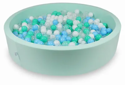Immagine prodotto di Piscina asciutta 130x30cm menta con 600 palline: azzurro, trasparente, menta, bianco