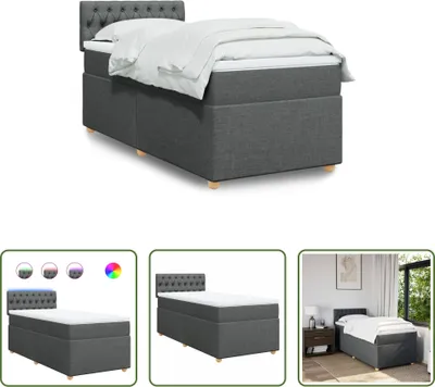 Produktbild von The Living Store Boxspringbett mit Matratze Dunkelgrau 80x200 cm Stoff