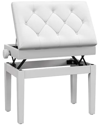 Productafbeelding van In hoogte verstelbare pianokruk met opbergruimte, 54,5 x 33 x 48-58 cm, wit
